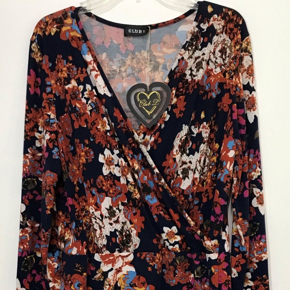 Faux Wrap Midi Dress